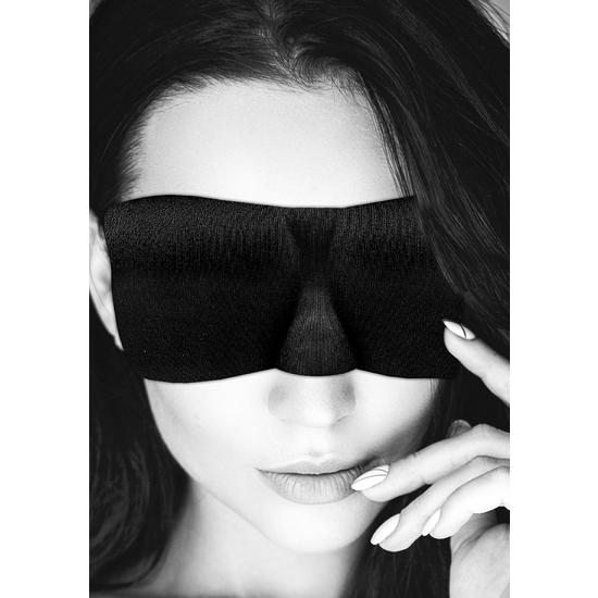 OUCH! - SATIN CURVY EYE MASK - WITH ELASTIC STRAPS - BLACK image 0