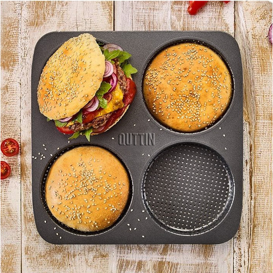 MOLDE 4 PAN BURGUER PERFORADO 28X28CM QUTTIN image 2