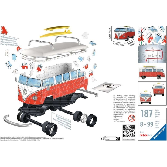 PUZZLE 3D VEHÍCULOS FURGONETA VOLKSWAGEN 162 PIEZAS image 2