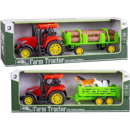 TRACTOR CON REMOLQUE Y ANIMALES 3 MODELOS. CAJA 37X13 CM image 2
