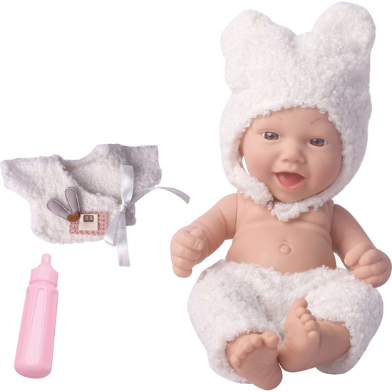 MUÑECO BEBÉ 25 CM CON GORRITO Y ACCESORIOS. CAJA 25X19 image 0