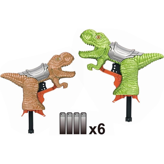 PISTOLA LANZADARDOS DINOSAURIO CON 6 DARDOS 2 MODELOS. CAJA 18X21 image 1