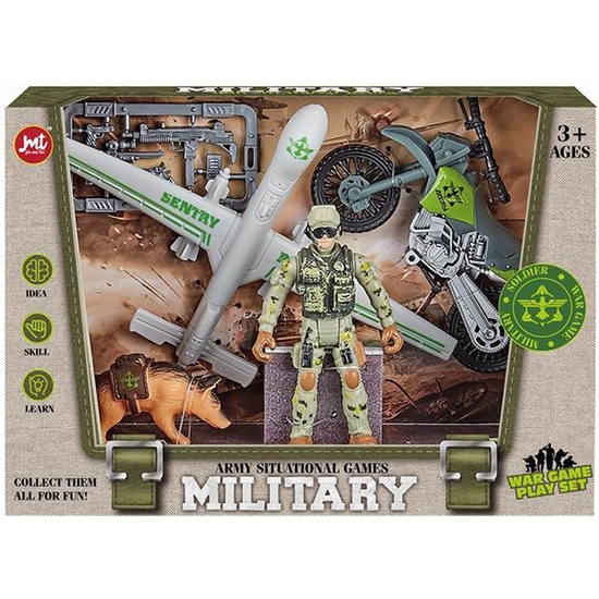 SET MILITAR FIGURA, PERRO Y VEHÍCULOS. CAJA 25X17 image 0