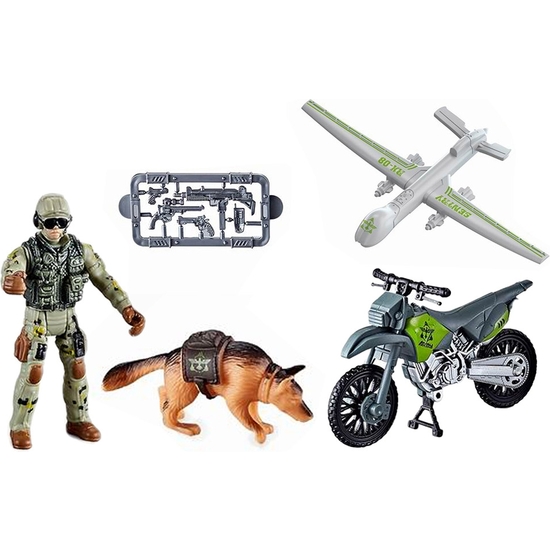SET MILITAR FIGURA, PERRO Y VEHÍCULOS. CAJA 25X17 image 1