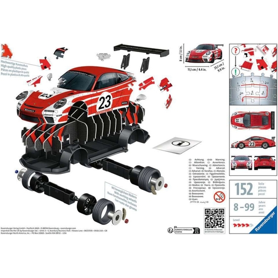 PUZZLE 3D VEHÍCULOS PORSCHE 911 GT3 CUP SALZBURG 108 PIEZAS image 2