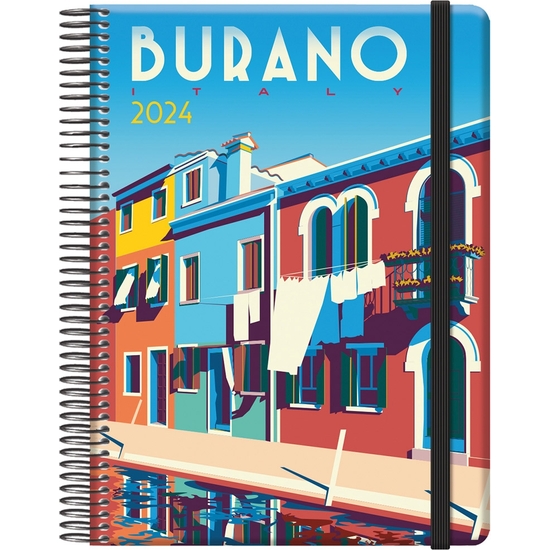 AGENDA 2024 DÍA PÁGINA 15X21 CON ESPIRAL Y GOMA TRAVELLER BURANO image 0