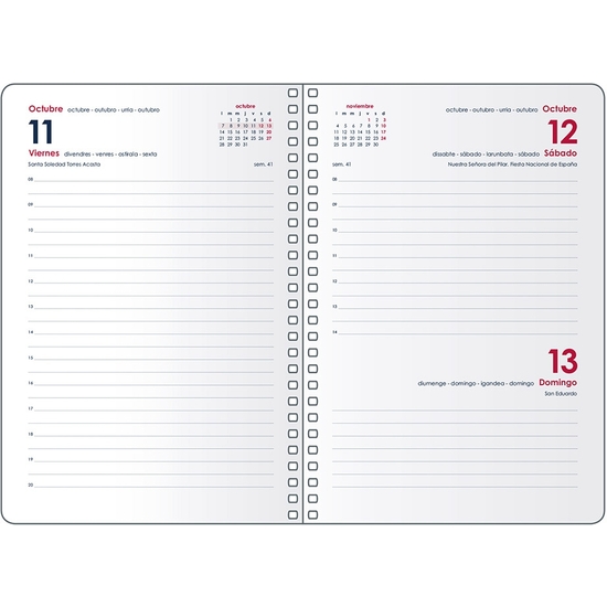 AGENDA 2024 DÍA PÁGINA 12,5X18 ROSA CON ESPIRAL Y GOMA GLOSS image 1