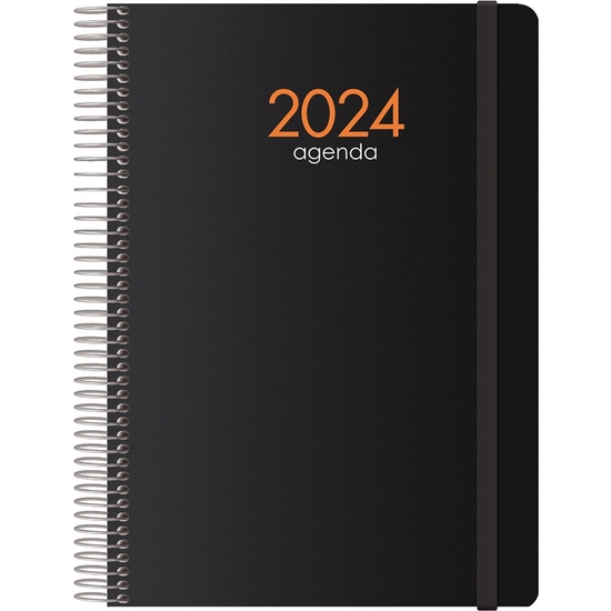 AGENDA 2024 SEMANA VISTA 15X21 CON ESPIRAL Y GOMA NEGRA SYNCRO image 0