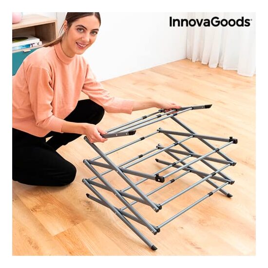 TENDEDERO METÁLICO PLEGABLE Y EXTENSIBLE CON 3 ALTURAS CLOXY INNOVAGOODS (11 BARRAS) image 1