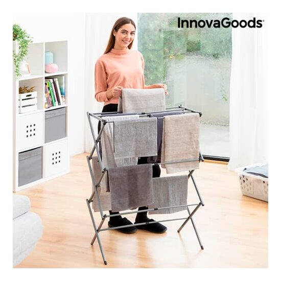 TENDEDERO METÁLICO PLEGABLE Y EXTENSIBLE CON 3 ALTURAS CLOXY INNOVAGOODS (11 BARRAS) image 4