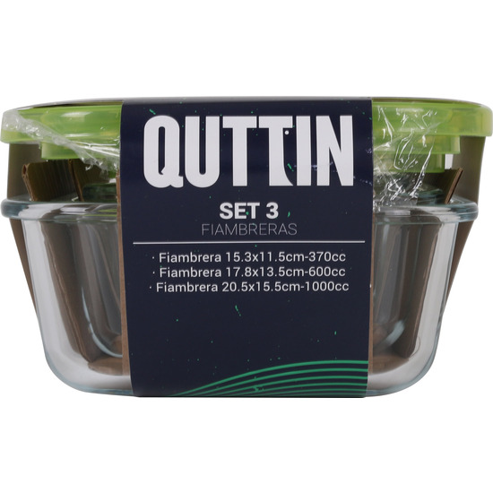 SET 3 FIAMBRERAS RECTANGULARES C/TAPA VERDE QUTTIN image 2
