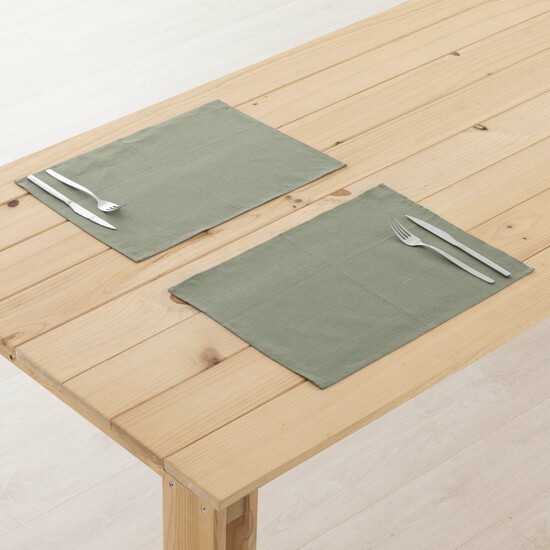 PACK 2 UNIDADES MANTEL INDIVIDUAL HIDROFUGADO ANTIMANCHAS LINO 100% ARMY GREEN image 0