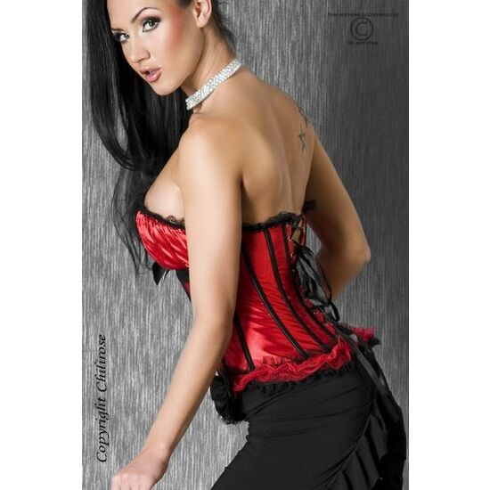 ATRACTIVO CORSET SEXY DE SATEN CON BALLENAS Y LAZOS NEGROS NEGRO image 2