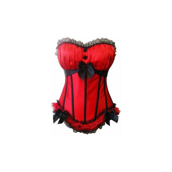 ATRACTIVO CORSET SEXY DE SATEN CON BALLENAS Y LAZOS NEGROS NEGRO image 3