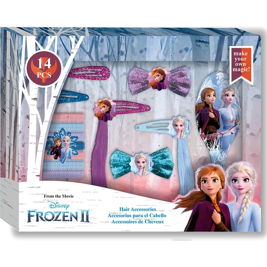 FROZEN SET 14 ACCESORIOS PELO CON CEPILLO Y EXTENSIONES image 0