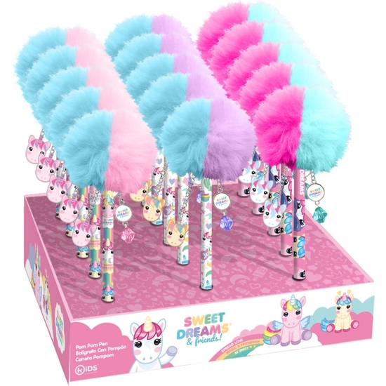 EXPOSITOR 16 BOLÍGRAFO UNICORNIO SWEET DREAMS CON POM PÓN image 0
