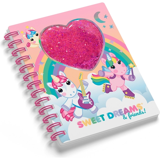 CUADERNO CON CORAZÓN PURPURINA UNICORNIOS SWEET DREAMS image 0