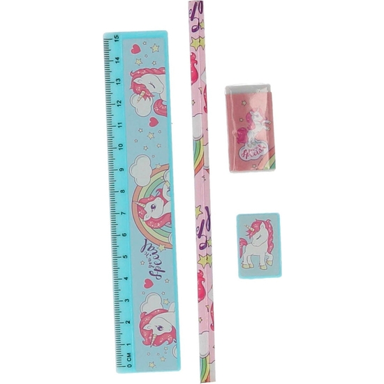 ESTUCHE CON SET DE PAPELERÍA UNICORNIOS 19X10 image 1