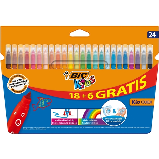 ESTUCHE 24 ROTULADORES BIC KIDS SUPER LAVABLE image 0
