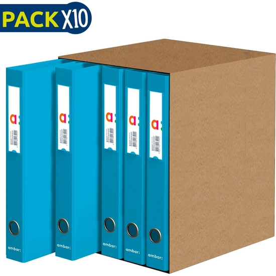PACK 10 CARPETA ARCHIVADORA 2 ANILLAS 45MM A4 AZUL image 0