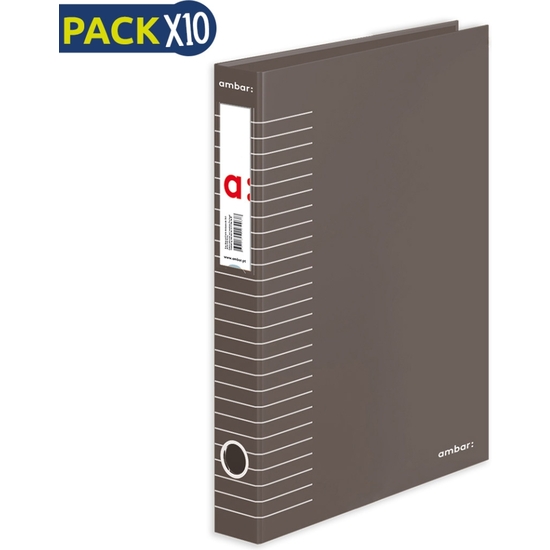 PACK 10 CARPETA ARCHIVADORA 2 ANILLAS 45MM A4 GRIS RAYAS image 0