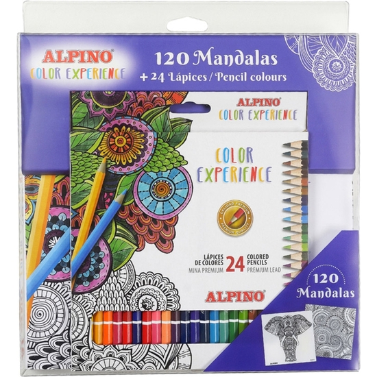 SET 24 LÁPICES COLORES Y LIBRO 120 MANDALAS ALPINO image 0