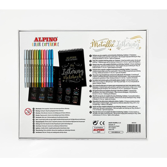 SET LETTERING METALLIC 12 ROTULADORES DOBLES Y COMPLEMENTOS ALPINO image 2