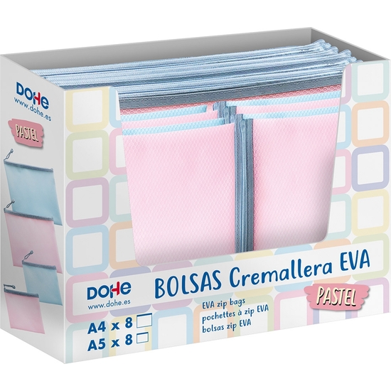 EXPOSITOR 16 BOLSAS MULTIUSO TACTO SOFT COLORES PASTEL A4 Y A5 image 0
