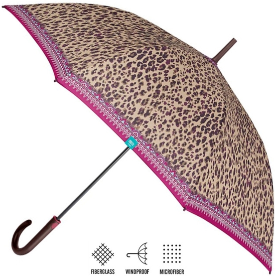 PARAGUAS AUTOMÁTICO ANIMAL PRINT ANTIVIENTO 102 CM 2 COLORES image 0