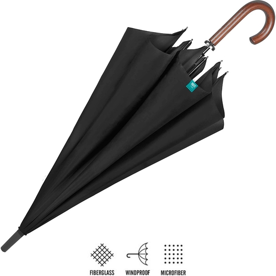 PARAGUAS AUTOMÁTICO GOLF NEGRO ANTIVIENTO 120 CM image 0