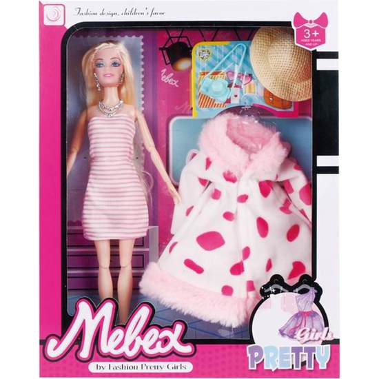 MUÑECA MANIQUÍ 29 CM CON VESTIDO Y ABRIGO 2 MODELOS image 1