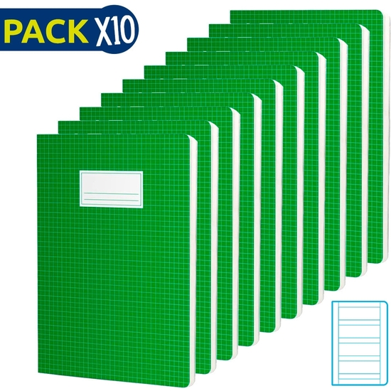 ESCOLOFI PACK 10 CUADERNOS GRAPADOS A4 50H 70 GR PAUTA 3,5 DOBLE MARGEN - VERDE image 0