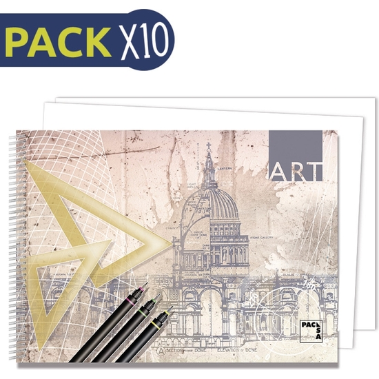 PACK 10 BLOC DIBUJO FOLIO PROLONGADO LISO 20 HOJAS 140G image 0
