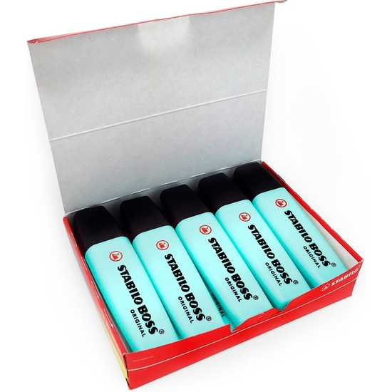 CAJA 10 ROTULADOR FLUORESCENTE STABILO BOSS TURQUESA PASTEL image 0