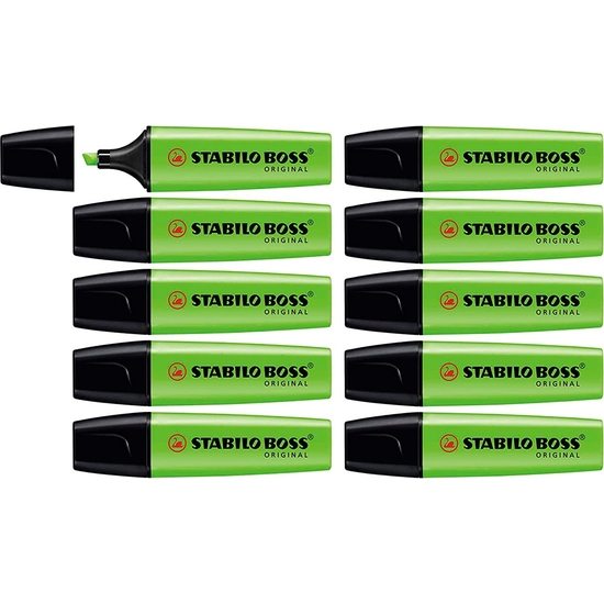 CAJA 10 ROTULADOR FLUORESCENTE STABILO BOSS VERDE image 2