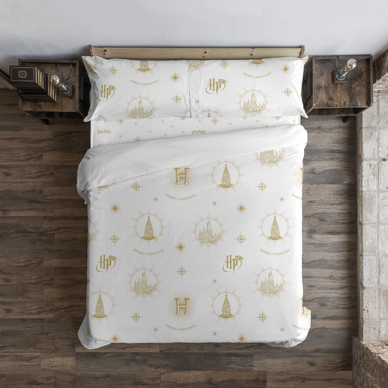 FUNDA NÓRDICA CON BOTONES HOGWARTS GOLD CHRISTMAS 135/140 (220X220 CM) image 0