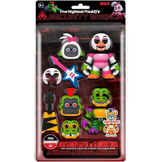 BLISTER 2 FIGURAS SNAPS! FIVE NIGHT AT FREDDYS MONTGOMERY GATOR AND GLAMROCK CHICA image 0