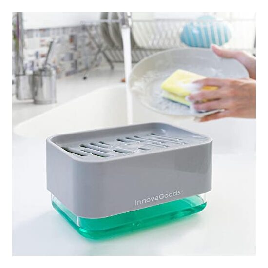 DISPENSADOR DE JABÓN 2 EN 1 PARA FREGADERO PUSHOAP INNOVAGOODS image 0
