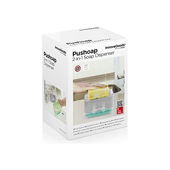 DISPENSADOR DE JABÓN 2 EN 1 PARA FREGADERO PUSHOAP INNOVAGOODS image 1