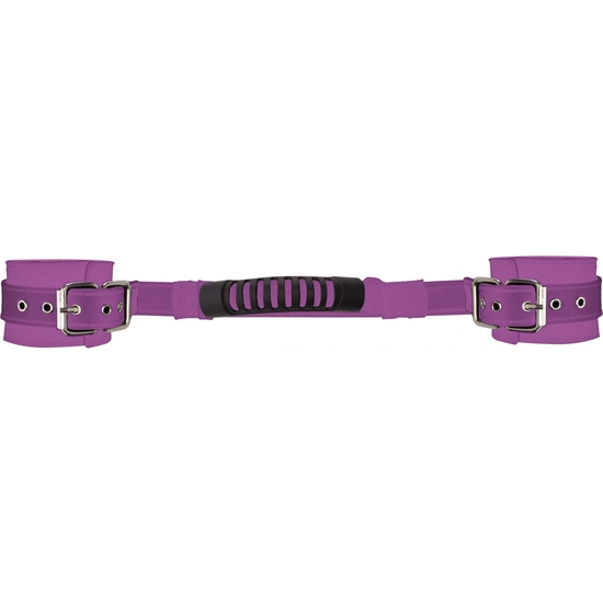 OUCH ADJUSTABLE LEATHER HANDCUFFS PURPLE image 1