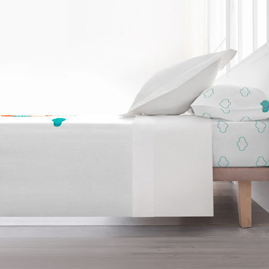 JUEGO DE SÁBANAS CON ALMOHADA Y BAJERA ESTAMPADAS A JUEGO 100% ALGODÓN MODELO TRAPECISTA PARA CAMA DE 135/140 (210X270) image 2