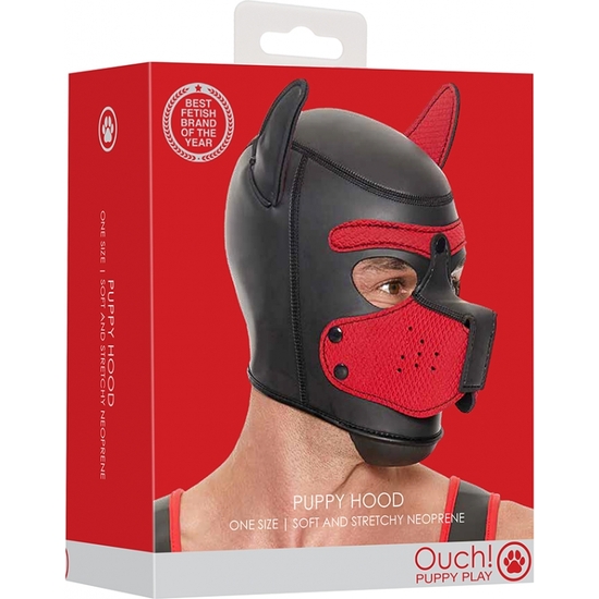 OUCH PUPPY PLAY - NEOPRENE PUPPY HOOD - RED image 1