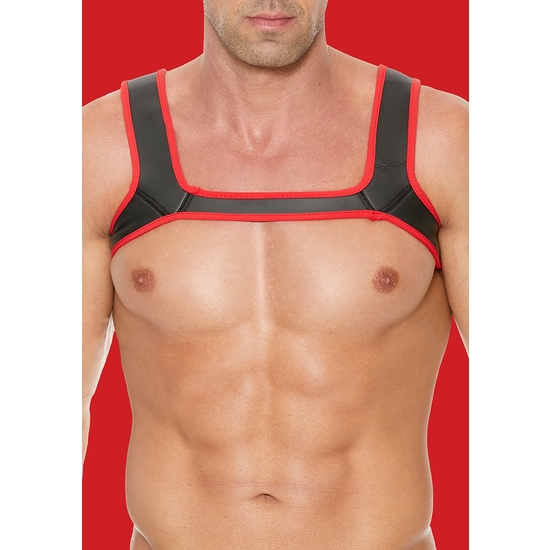 OUCH PUPPY PLAY - NEOPRENE HARNESS - RED image 0