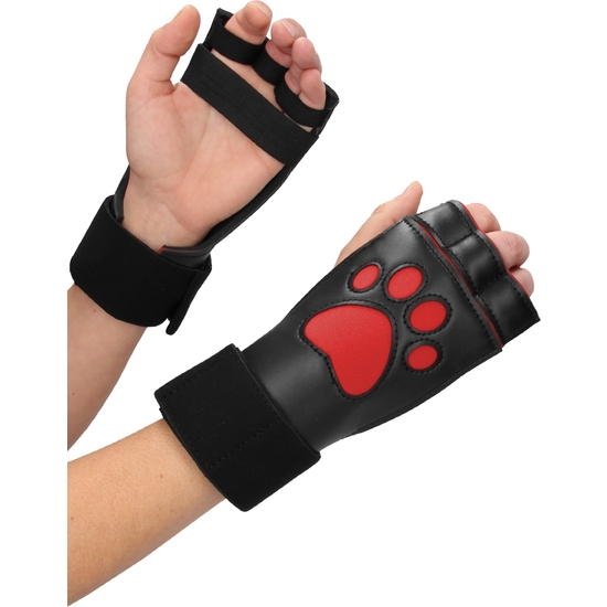 OUCH PUPPY PLAY - NEOPRENE PUPPY PAW GLOVES RED image 6