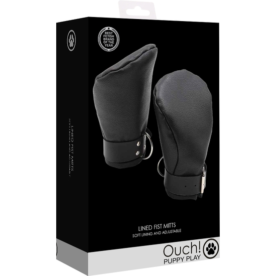 OUCH! PUPPY PLAY - NEOPRENE LINED FIST MITTS - BLACK image 1