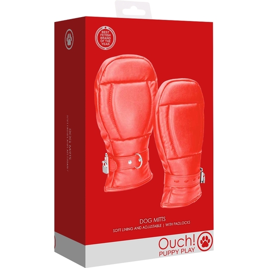 OUCH PUPPY PLAY - NEOPRENE DOG MITTS RED image 1