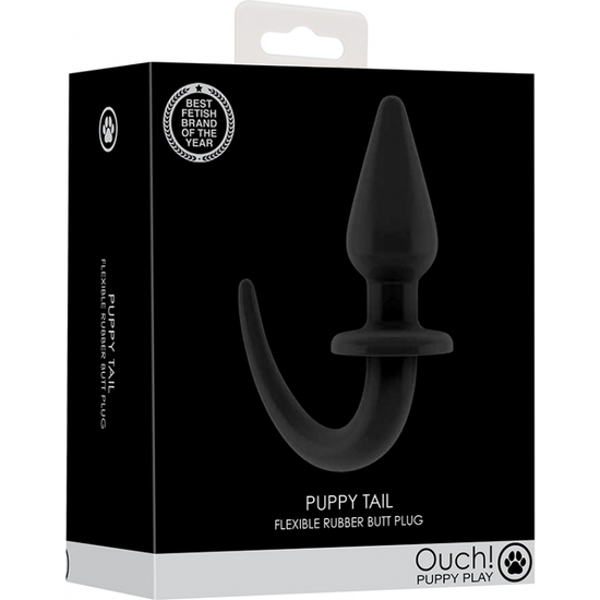 OUCH! PUPPY PLAY - FLEXIBLE RUBBER BUTT PLUG - BLACK image 1