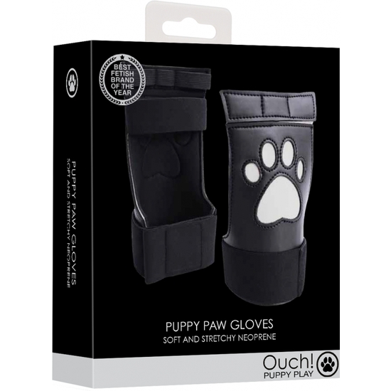 OUCH! PUPPY PLAY - NEOPRENE PUPPY PAW GLOVES - BLACK image 1