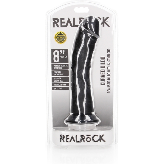 REALROCK - CURVED REALISTIC DILDO WITH SUCTION CUP - 8/ 20,5 CM - BLACK image 1
