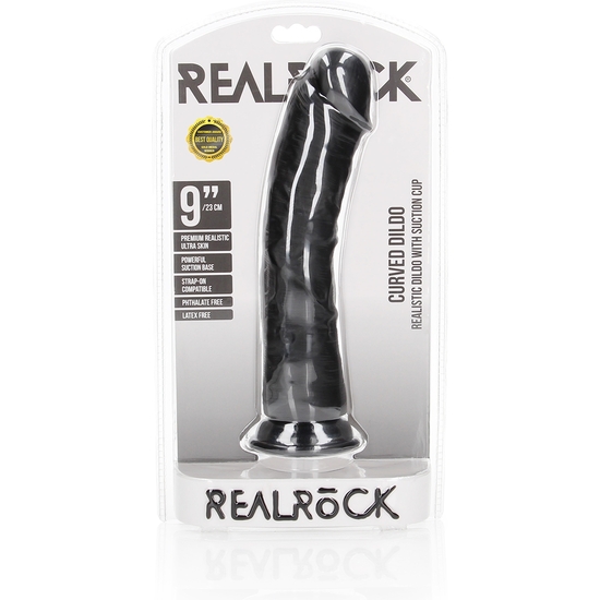 REALROCK - CURVED REALISTIC DILDO WITH SUCTION CUP - 9/ 23 CM - BLACK image 1